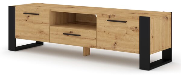 TV skříňka NUKA 160 cm dub artisan matná stojící do obývacího pokoje loft
