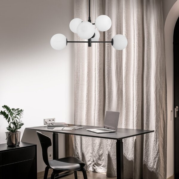 Černobílé skleněné závěsné světlo Nova Luce Impero 70 cm