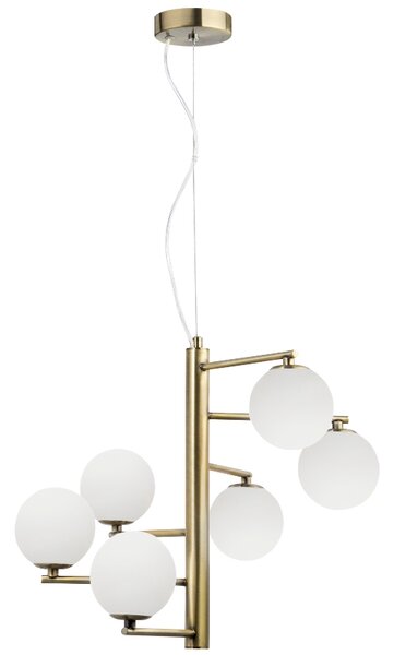 Opálově bílé skleněné závěsné světlo Nova Luce Agrigento 45 cm