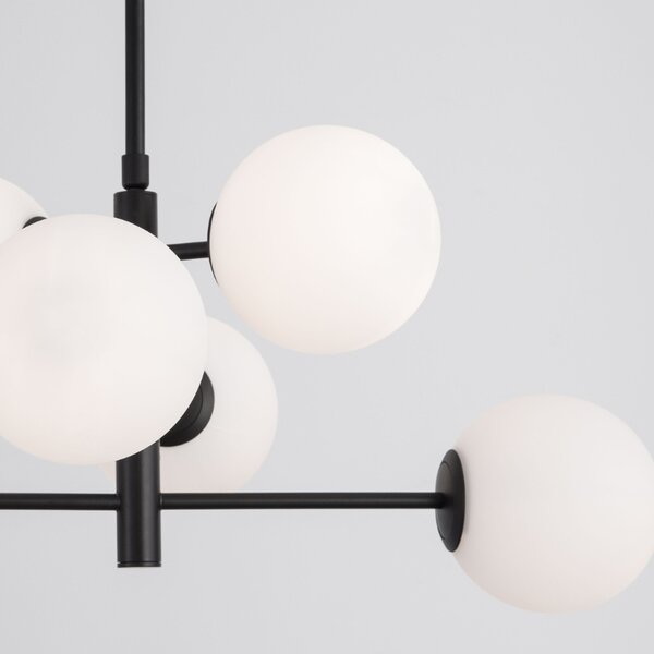 Černobílé skleněné závěsné světlo Nova Luce Impero 70 cm