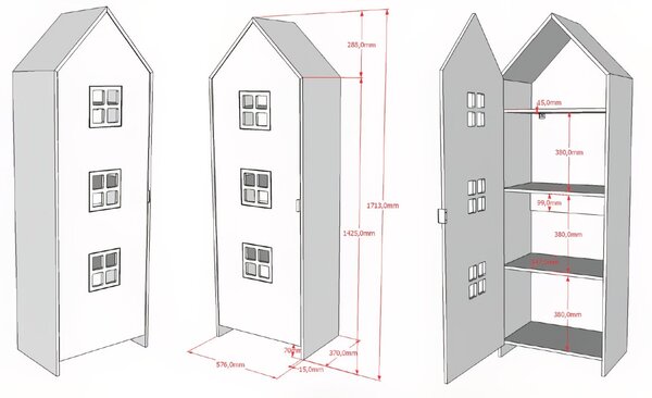 Vipack Bílá lakovaná šatní skříň Casami 172 x 58 cm