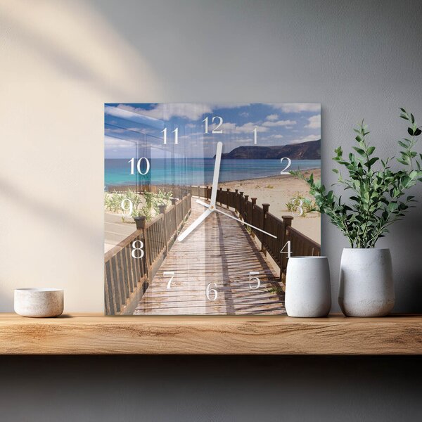 Skleněné hodiny Pláž Moře zskb-30x30-00082104