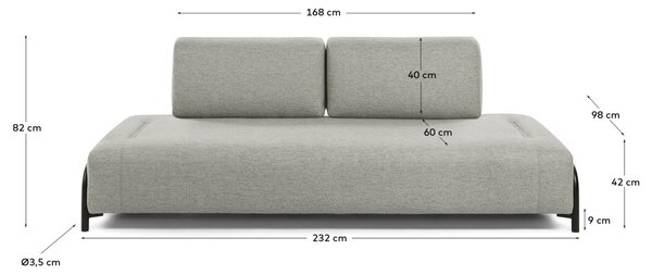 Kave Home Béžovošedá pohovka Compo 232 cm