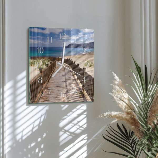 Skleněné hodiny Pláž Moře zskb-30x30-00082104