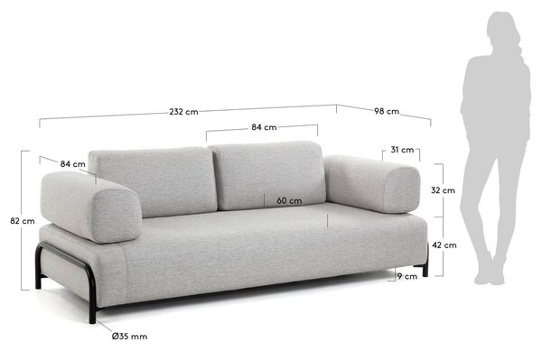 Kave Home Pohovka Compo 232 cm s polštáři