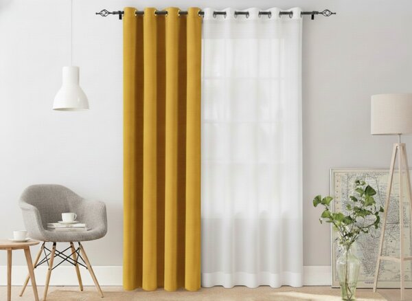 Žlutý závěs OXFORD 140x250 cm Zavěšení: Kovové kroužky