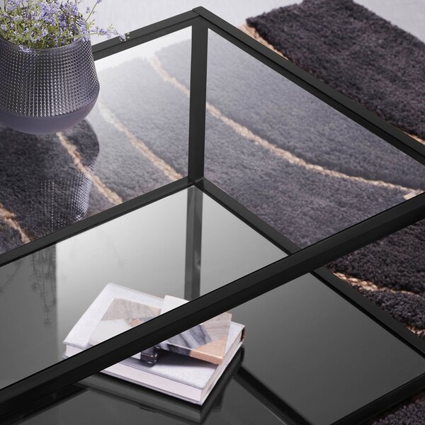 Černý skleněný konferenční stolek Kave Home Blackhill 110 x 60 cm