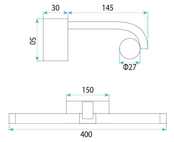 Toolight Toolight, LED nástěnné svítidlo 40cm, 9W, 4000K, 1000lm, APP1887-1W, černá matná, OSW-66042
