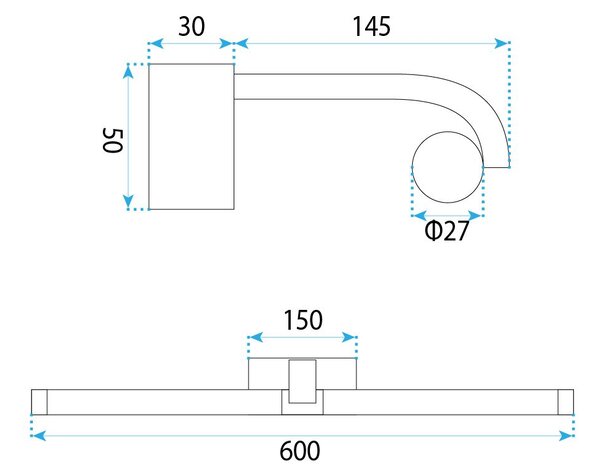 Toolight Toolight, LED nástěnné svítidlo 60cm, 13W, 4000K, 1000lm, APP1888-1W, černá matná, OSW-66043