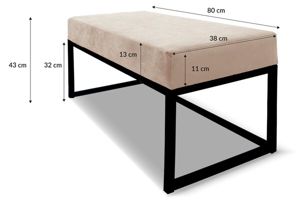 Lavička EMLI 80x38 v loftovém stylu - zelená - ITAKA 10
