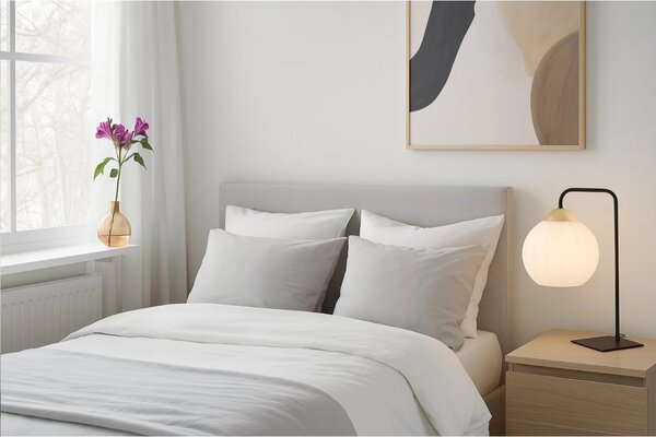 Stolní lampa Costa, 1x bílé skleněné stínítko, b/g