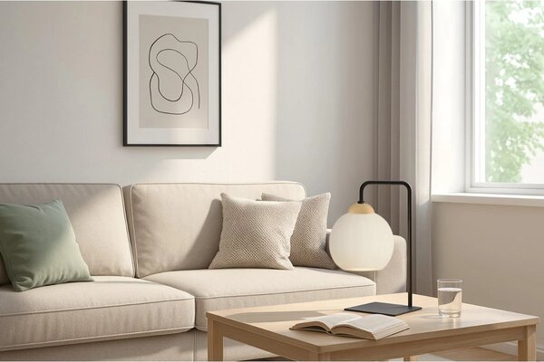 Stolní lampa Costa, 1x bílé skleněné stínítko, b/g
