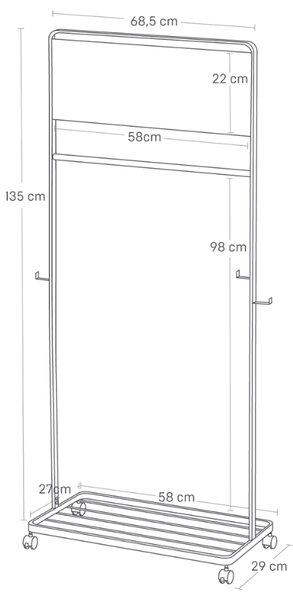 Černý kovový dětský věšák Yamazaki Tower 140 cm