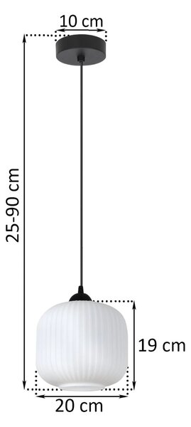 Závěsné svítidlo Riffle 2, 1x bílé skleněné stínítko, b