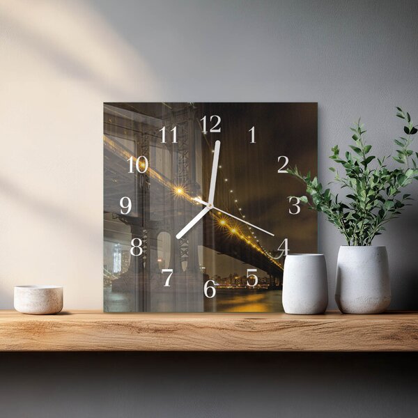 Skleněné hodiny Noc mostu zskb-30x30-00086664