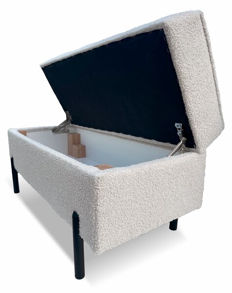 Taburet HUGO 80x38 s úložným prostorem - šedý - bouclé - NOW OR NEVER 83