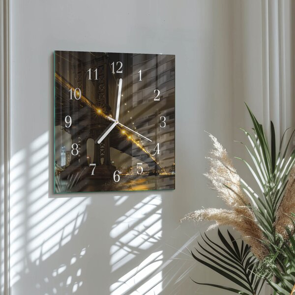Skleněné hodiny Noc mostu zskb-30x30-00086664