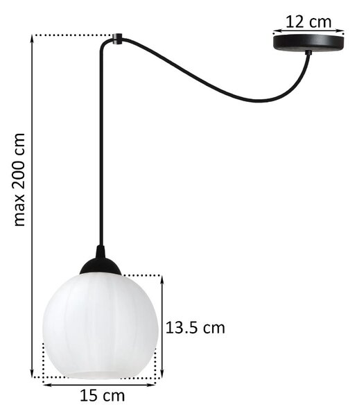 Závěsné svítidlo Costa Spider, 1x bílé skleněné stínítko, b