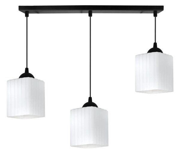 Závěsné svítidlo Riffle Square, 3x bílé skleněné stínítko, b