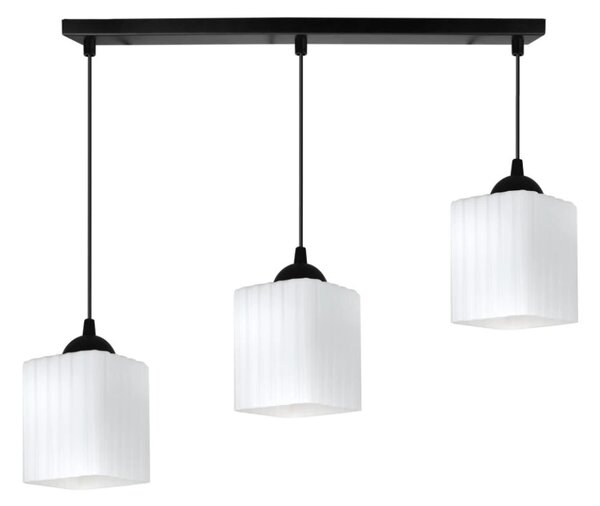 Závěsné svítidlo Riffle Square, 3x bílé skleněné stínítko, b