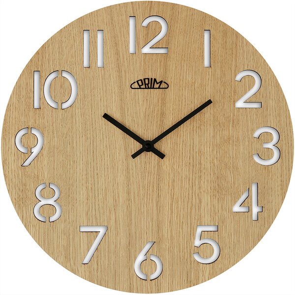 Dřevěné designové hodiny světle hnědé PRIM Authentic Veneer - B