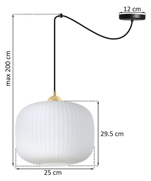 Závěsné svítidlo Riffle Spider 3, 1x bílé skleněné stínítko, b/g