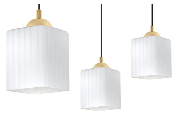 Závěsné svítidlo Riffle Square, 2x bílé skleněné stínítko, b/g