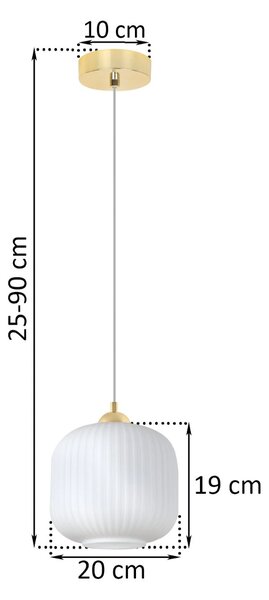 Závěsné svítidlo Riffle 2, 1x bílé skleněné stínítko, g