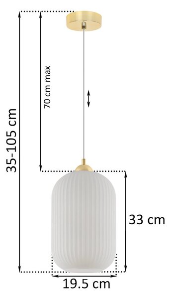 Závěsné svítidlo Riffle 4, 1x bílé skleněné stínítko, g