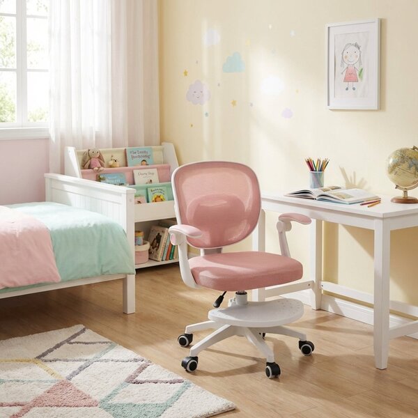 Dětská otočná židle Neoseat JUNI 008 s podnoží — látka, růžová