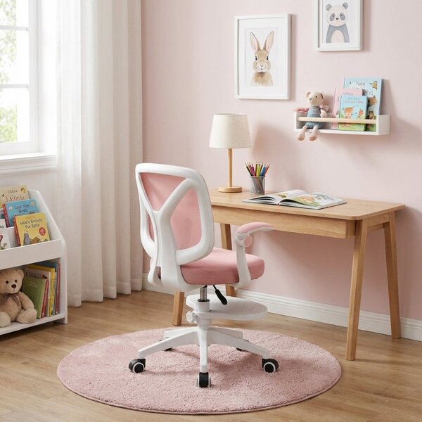 Dětská otočná židle Neoseat JUNI 010 s podnoží — látka, růžová
