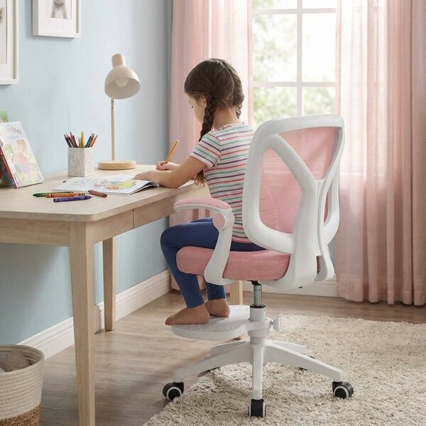 Dětská otočná židle Neoseat JUNI 010 s podnoží — látka, růžová