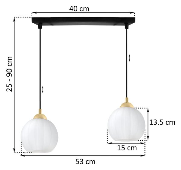 Závěsné svítidlo Costa, 2x bílé skleněné stínítko, b/g