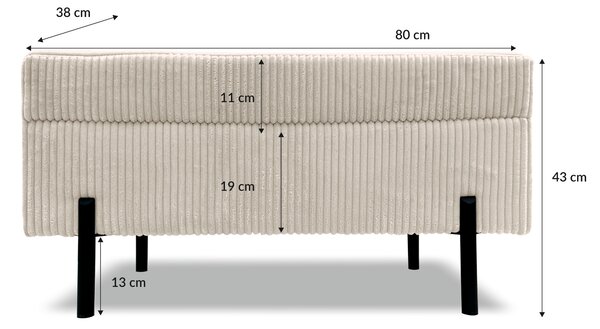Taburet LANA 80x38 s úložným prostorem - černý - manšestr - LINCOLN 100
