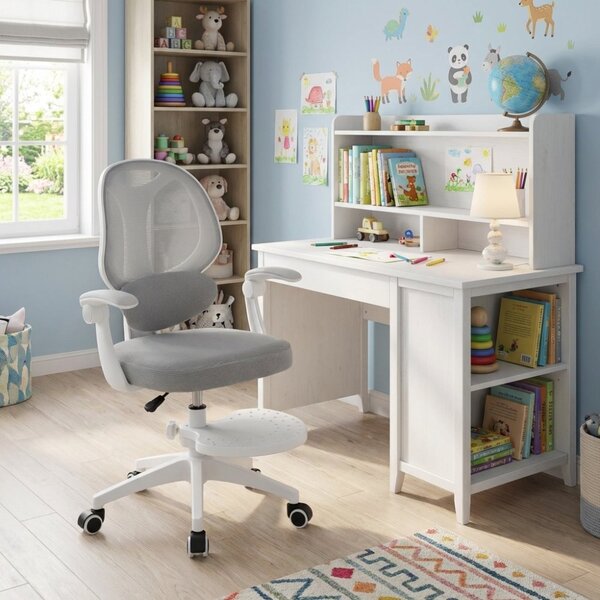 Dětská otočná židle Neoseat JUNI 009 s podnoží — látka, šedá