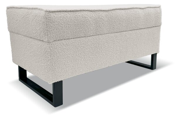 Taburet PELY 80x38 s úložným prostorem - černý - bouclé - NOW OR NEVER 100