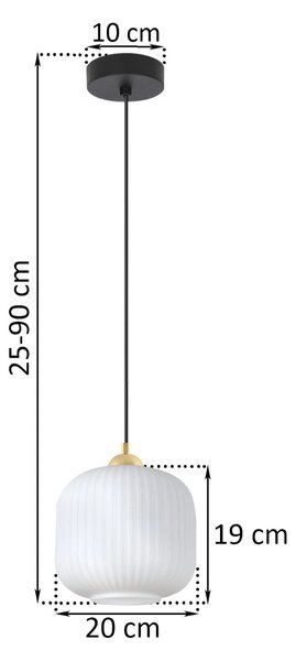 Závěsné svítidlo Riffle 2, 1x bílé skleněné stínítko, b/g