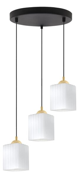 Závěsné svítidlo Riffle Square, 3x bílé skleněné stínítko, b/g, o
