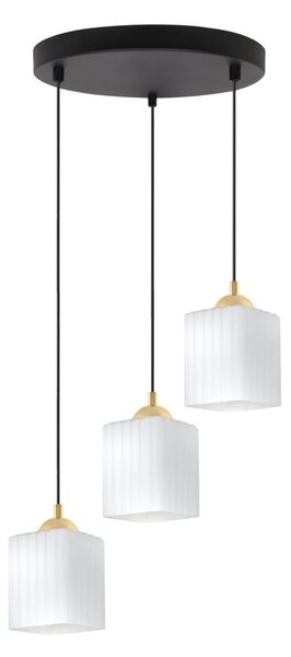 Závěsné svítidlo Riffle Square, 3x bílé skleněné stínítko, b/g, o