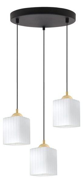 Závěsné svítidlo Riffle Square, 3x bílé skleněné stínítko, b/g, o