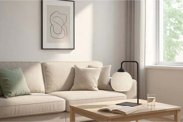 Stolní lampa Costa, 1x bílé skleněné stínítko, b
