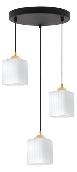 Závěsné svítidlo Riffle Square, 3x bílé skleněné stínítko, b/g, o
