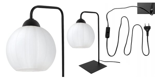 Stolní lampa Costa, 1x bílé skleněné stínítko, b