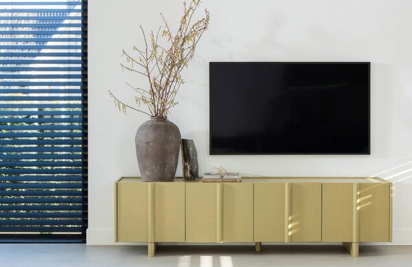 WOOOD Zelený dřevěný TV stolek Basu 200 x 46 cm