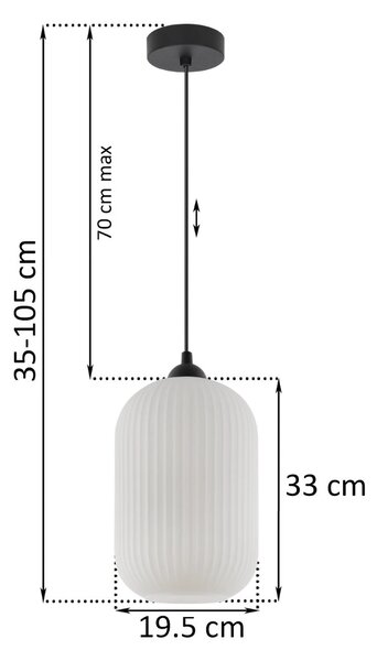 Závěsné svítidlo Riffle 4, 1x bílé skleněné stínítko, b