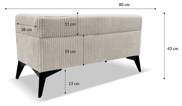 Taburet TINA 80x38 s úložným prostorem - zelený - manšestr - LINCOLN 72