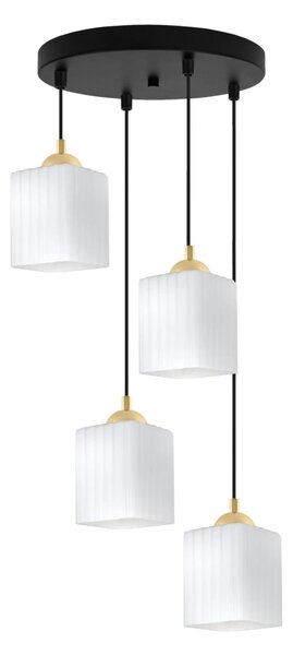 Závěsné svítidlo Riffle Square, 4x bílé skleněné stínítko, b/g, o