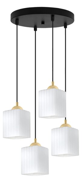 Závěsné svítidlo Riffle Square, 4x bílé skleněné stínítko, b/g, o