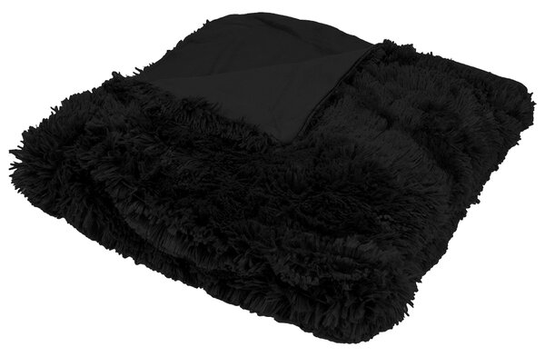 Luxusní deka s dlouhým vlasem ČERNÁ - 150/200 (rozměr: 150 x 200 cm)