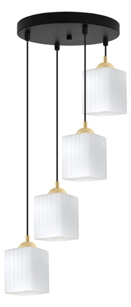 Závěsné svítidlo Riffle Square, 4x bílé skleněné stínítko, b/g, o